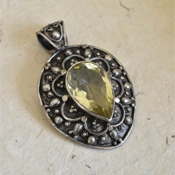 Unique Handmade Faceted Citrine Silver Sterling 925 Pendant - Baga Ethnik Living