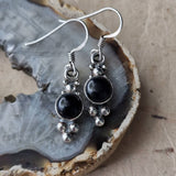 Black Onyx Silver Sterling 925 Hook Earrings - Baga Ethnik Living